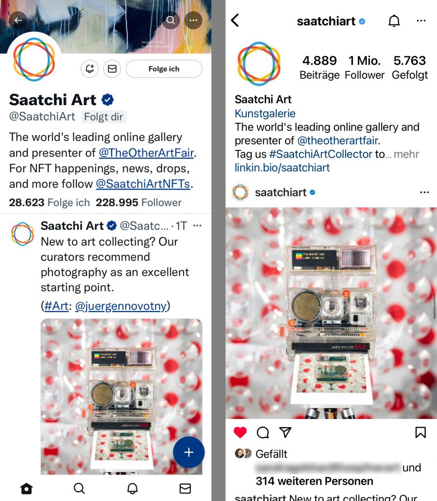 Saatchiart features CameraSelfies by Jürgen Novotny on Instagram and Twitter